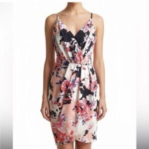 Yumi Kim EUC Cut Loose Cocktail Floral Faux Wrap Mini Dress M